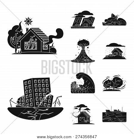 Vector Design Of Natural And Disaster Sign. Set Of Natural And Risk Stock Symbol For Web.