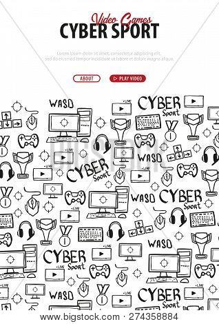 Cyber Sport Banner. Esports Gaming. Video Games. Live Streaming Game Match. Vector Illustration