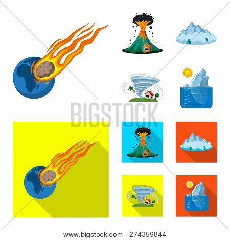 Vector Illustration Of Natural And Disaster Logo. Set Of Natural And Risk Stock Vector Illustration.