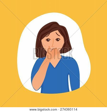 Girl Suffers From Panic Attack Cartoon Style Concept.