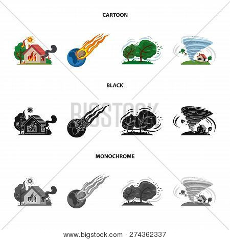 Isolated Object Of Natural And Disaster Logo. Collection Of Natural And Risk Vector Icon For Stock.