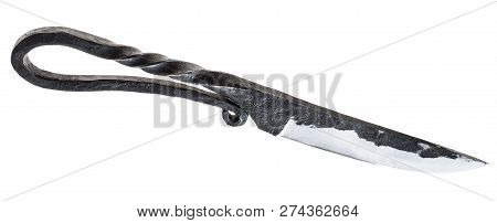 Handmade Forged Knife Kuyabrik ( Blacksmith Knife) Isolated On White Background