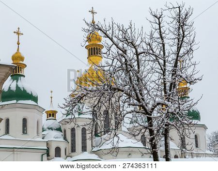 Facade Of St Sophias Cathedral, An Unesco World Heritage Site In Kiev Kyiv , Ukraine, Europe