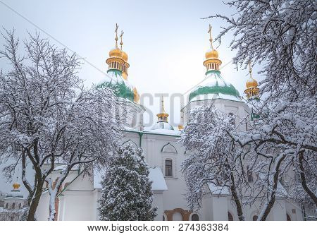 Facade Of St Sophias Cathedral, An Unesco World Heritage Site In Kiev Kyiv , Ukraine, Europe