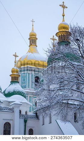 Facade Of St Sophias Cathedral, An Unesco World Heritage Site In Kiev Kyiv , Ukraine, Europe