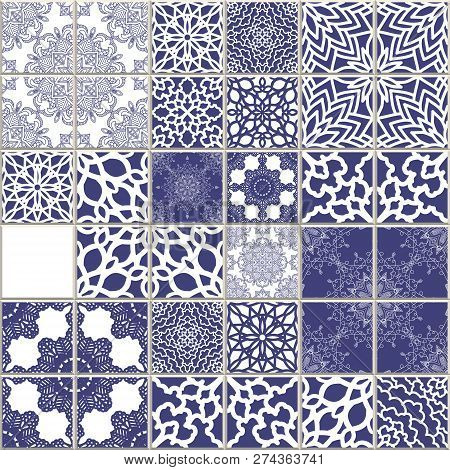 Vector Mosaic Seamless Pattern, Patchwork Multicolour Tile. Boho, Provance, Shabby Chik, Vintage Sty