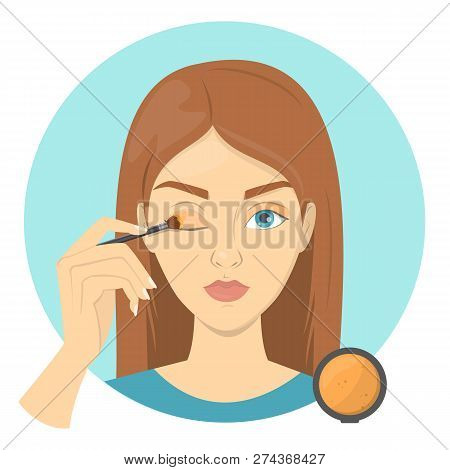 Beautiful Woman Applying The Yeshadow On Eyelid