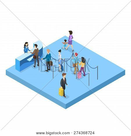 Airport With Passenger Set. Checkin And Security