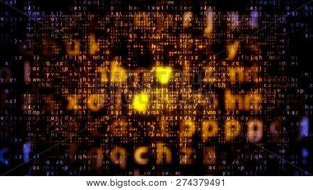 Golden Matrix Letters Falling Down