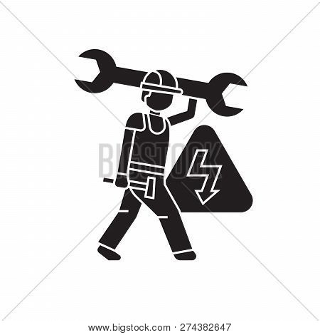 Electrical Engineering Black Vector Concept Icon. Electrical Engineering Flat Illustration, Sign