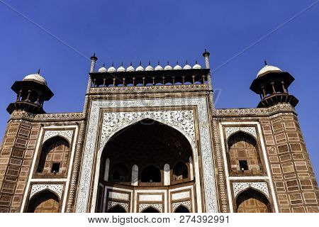 Agra, Uttar Pradesh, India - December 1: Picture Of The Main Gate - The Gate Way To The Taj Mahal On
