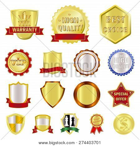 Vector Design Of Emblem And Badge Sign. Set Of Emblem And Sticker Vector Icon For Stock.
