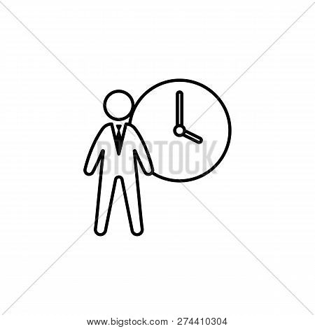 Hours, Businessman, Schedule Icon On White Background. Can Be Used For Web, Logo, Mobile App, Ui, Ux
