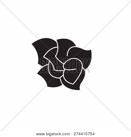 Gardenia Black Vector Concept Icon. Gardenia Flat Illustration, Sign