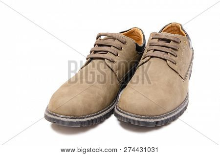 Brown suade shoes isolated on white background