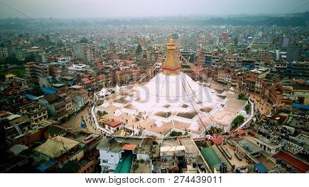 Stupa Temple Buddhist Bodhnath Kathmandu, Nepal October 12, 2018