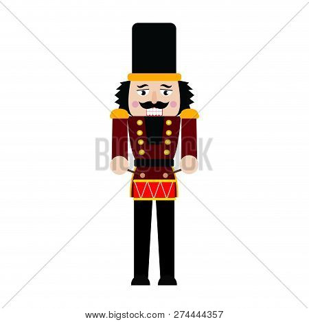 Front View Of Cute Nutcracker Soldier Toy, Vector Illustration Design