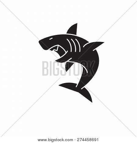 Great White Shark Black Vector Concept Icon. Great White Shark Flat Illustration, Sign