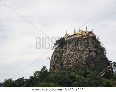 View Below Of The Temple On The Hill In Myanmar (popa Mountain)