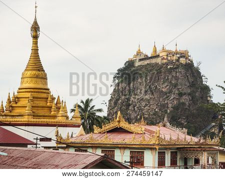View Below Of The Temple On The Hill In Myanmar (popa Mountain)