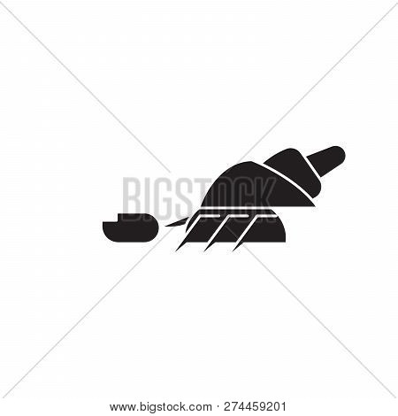 Hermit Crab Black Vector Concept Icon. Hermit Crab Flat Illustration, Sign