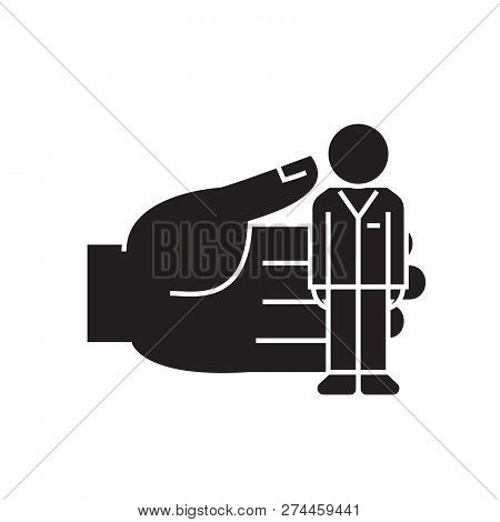 Human Recources, Key Person Black Vector Concept Icon. Human Recources, Key Person Flat Illustration