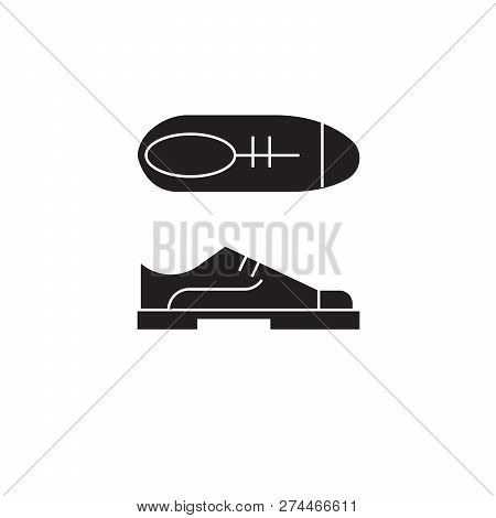 Oxford Shoes Black Vector Concept Icon. Oxford Shoes Flat Illustration, Sign
