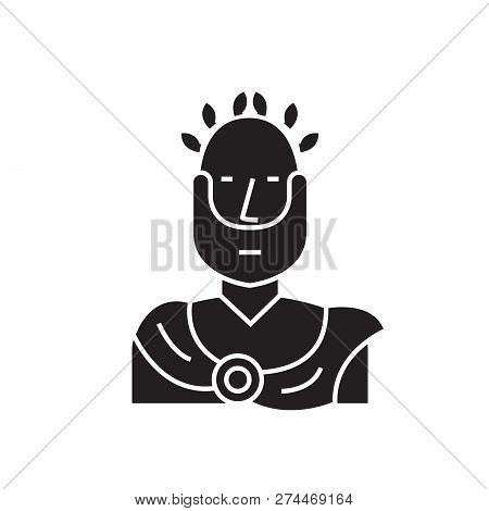 Roman Emperor Black Vector Concept Icon. Roman Emperor Flat Illustration, Sign