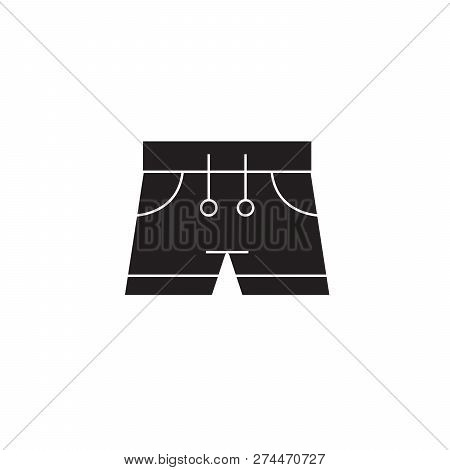 Swimming Trunks Black Vector Concept Icon. Swimming Trunks Flat Illustration, Sign