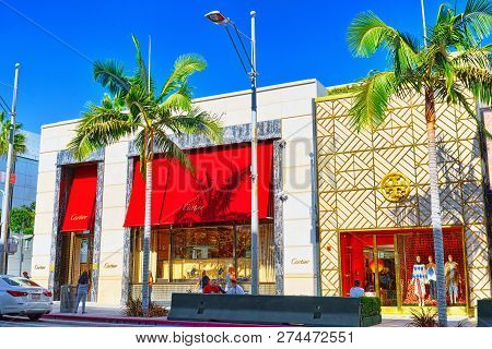 View Of The Fashionable Street Rodeo Drive In Hollywood, La.