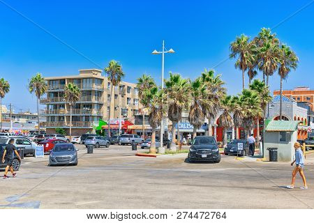 Famous Los Angeles Beach - Venice Beach With People.