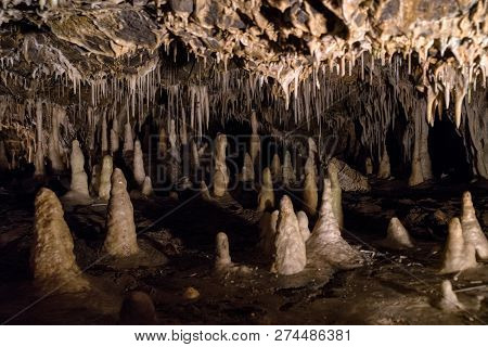 Vazec, Slovakia - November 25: Stalagmites And Stalactites In Vazecka Cave On November 25, 2018 In V