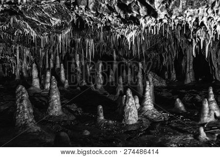 Vazec, Slovakia - November 25: Stalagmites And Stalactites In Vazecka Cave On November 25, 2018 In V