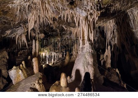 Vazec, Slovakia - November 25: Stalagmites And Stalactites In Vazecka Cave On November 25, 2018 In V