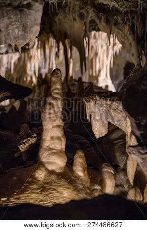 Vazec, Slovakia - November 25: Stalagmites And Stalactites In Vazecka Cave On November 25, 2018 In V
