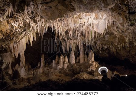 Vazec, Slovakia - November 25: Stalagmites And Stalactites In Vazecka Cave On November 25, 2018 In V