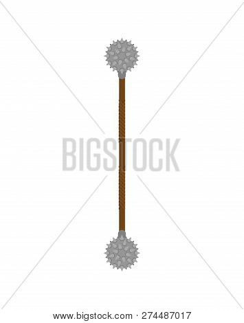 Mace Double Weapon Morgenstern Isolated. Old Medieval Weapon For Warriors.