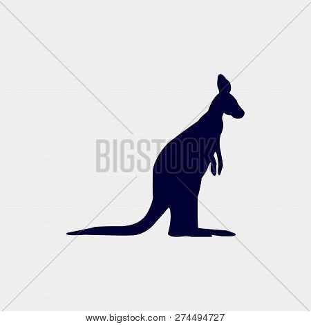 Vector Silhouette Of A Kanguru On A White Background.