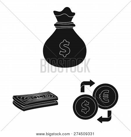 Vector Illustration Of Bank And Money Sign. Collection Of Bank And Bill Vector Icon For Stock.