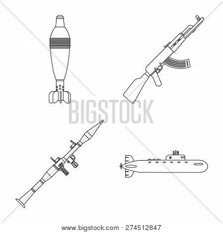 Vector Illustration Of Weapon And Gun Sign. Set Of Weapon And Army Stock Vector Illustration.