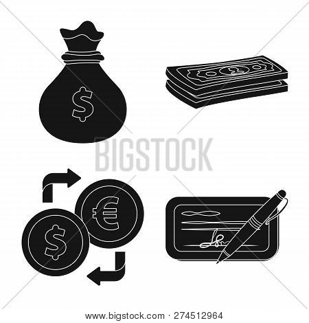 Isolated Object Of Bank And Money Icon. Set Of Bank And Bill Stock Vector Illustration.