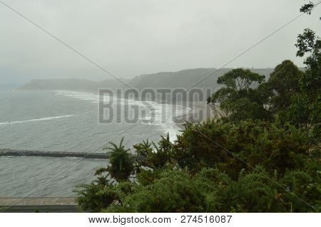 Beautiful Viewpoint That You Can See A River And The Beach Of Los Quebrantos On A Rainy Day. July 30
