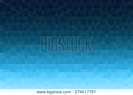 Abstract Blue Gradient Background. Texture With Pixel Square Blocks. Mosaic Pattern.