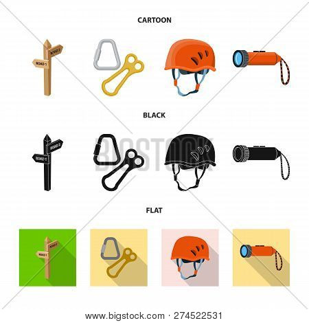 Vector Illustration Of Mountaineering And Peak Symbol. Set Of Mountaineering And Camp Stock Vector I