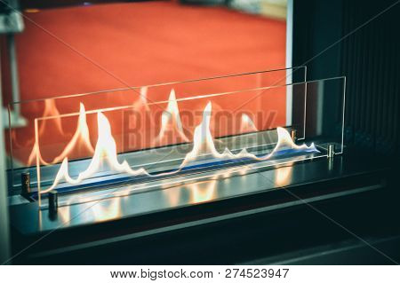 Biofireplace Burn On Ethanol Gas. Contemporary Mount Biofuel