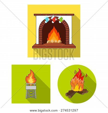 Vector Design Of Fire And Flame Icon. Set Of Fire And Fireball Vector Icon For Stock.