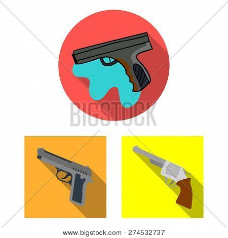 Vector Design Of Revolver And Pistol Sign. Collection Of Revolver And Trigger Stock Vector Illustrat