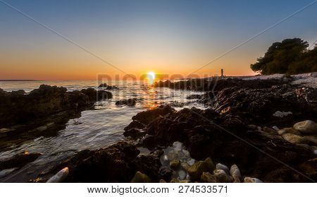 Evening View Of Amazing Bay And Beach Silba, Croatia.