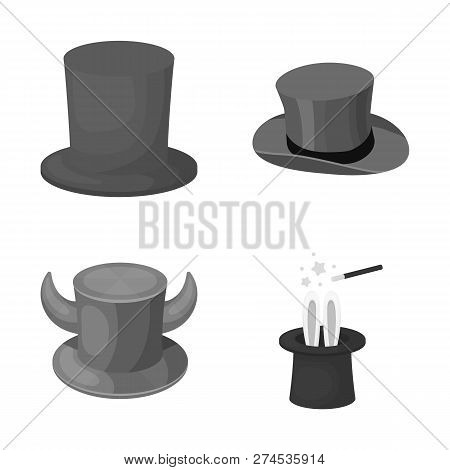 Vector Design Of Hat And Derby Icon. Collection Of Hat And Bonnet Stock Symbol For Web.