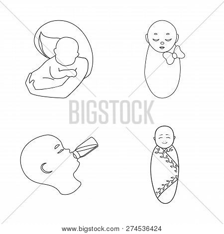 Vector Design Of Infant And Character Sign. Collection Of Infant And Happy Stock Vector Illustration
